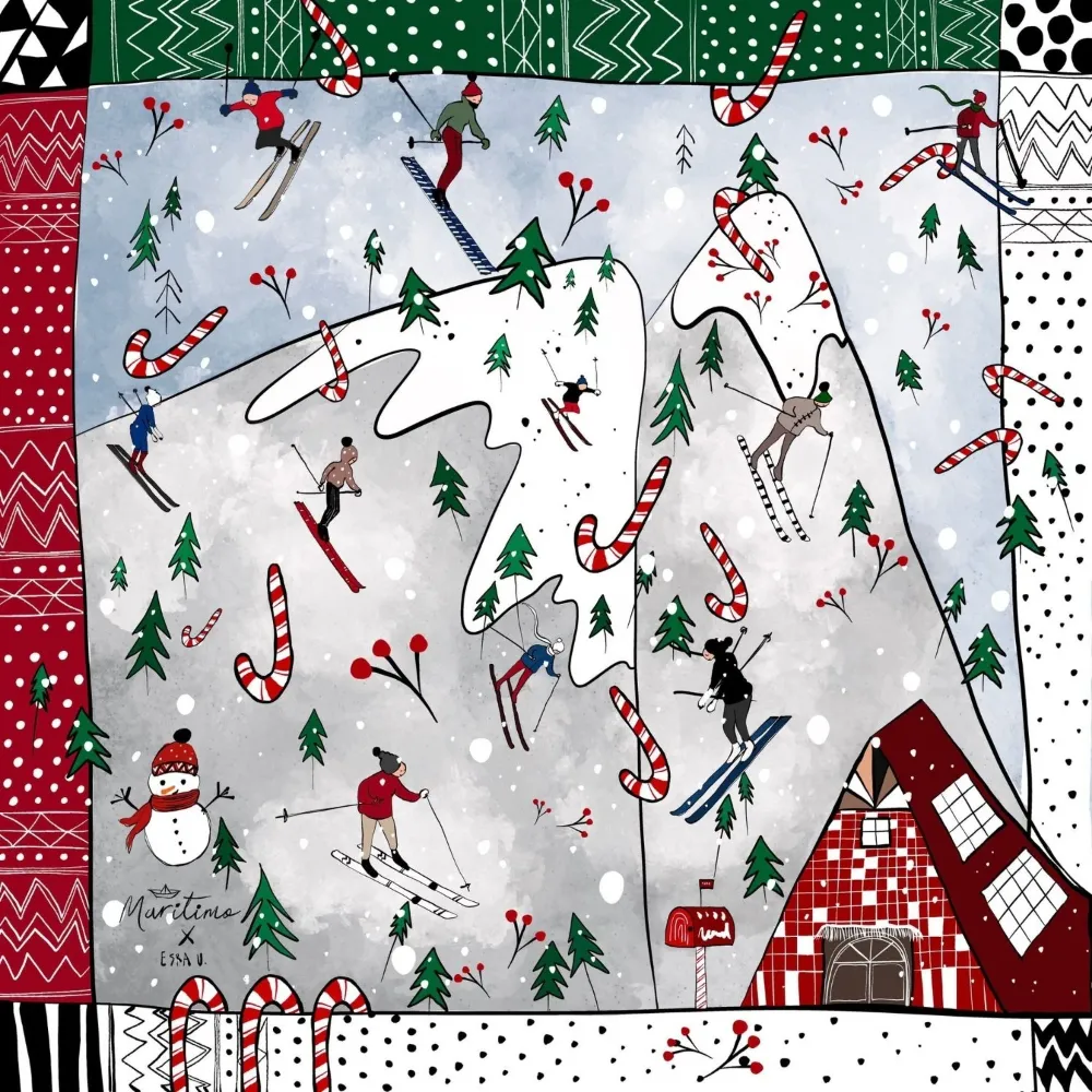 Art in Snow | Maritimo x Esralldesign - Tasarım Fular %100 Tencel-50*50 cm.