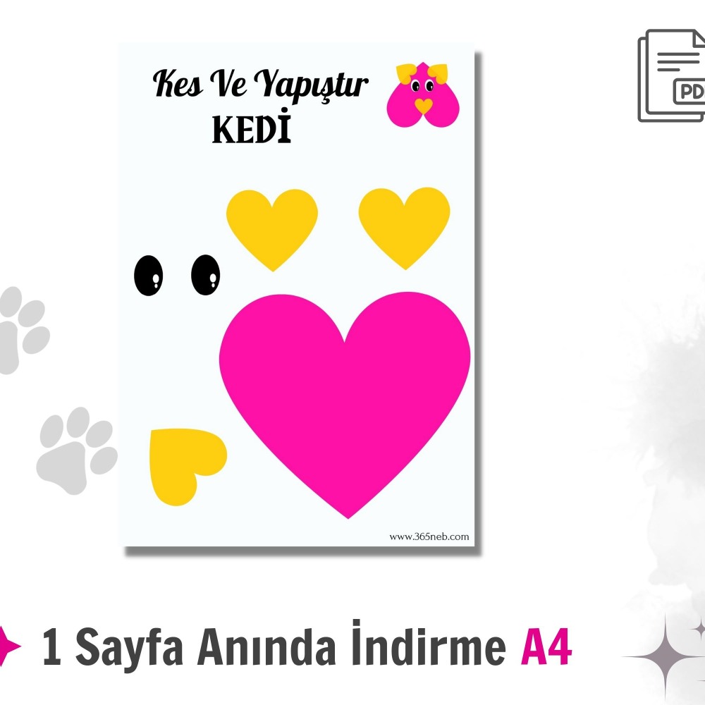 Kes ve Yapıştır Çalışma Sayfası | Okul Öncesi Kesme Uygulaması | El Sanatları