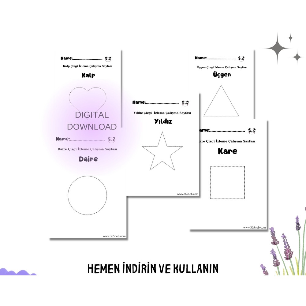 Şekil İzleme Çalışma Sayfaları|Okul Öncesi Çalışma Sayfası