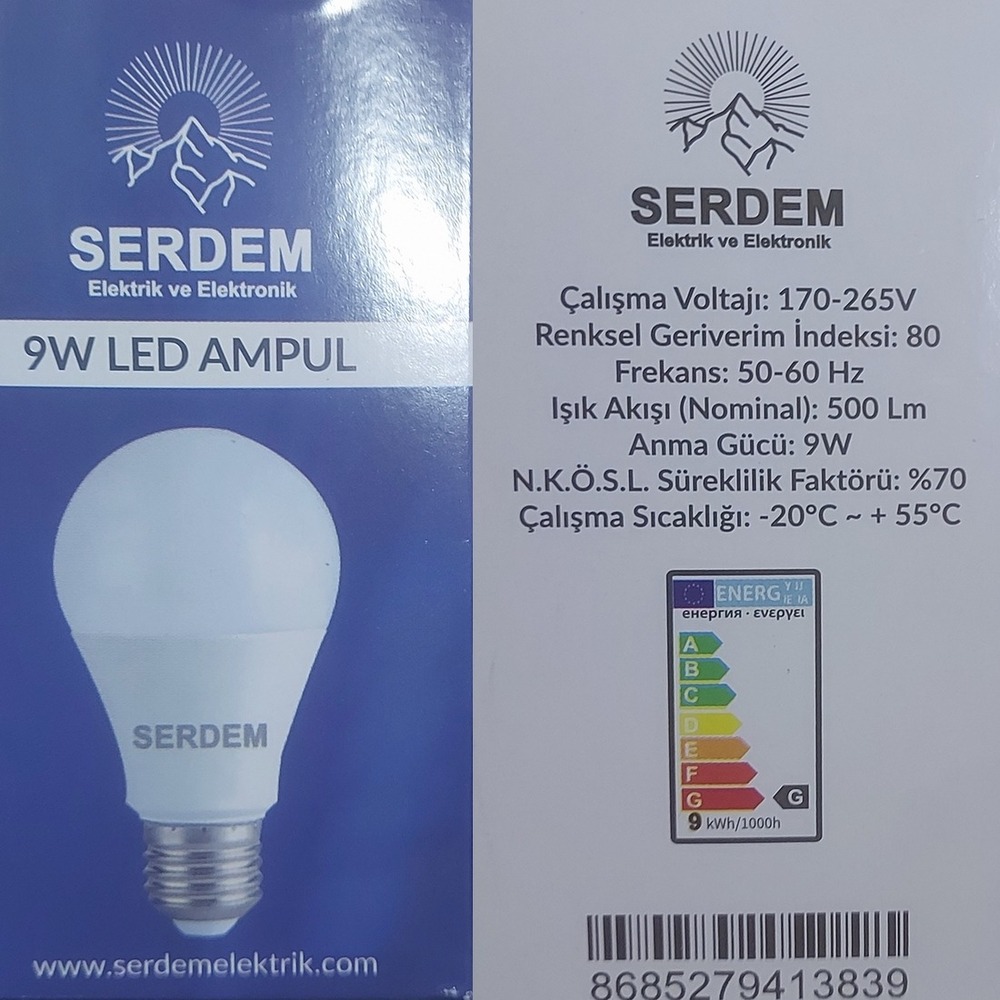 9W LED AMPUL E27