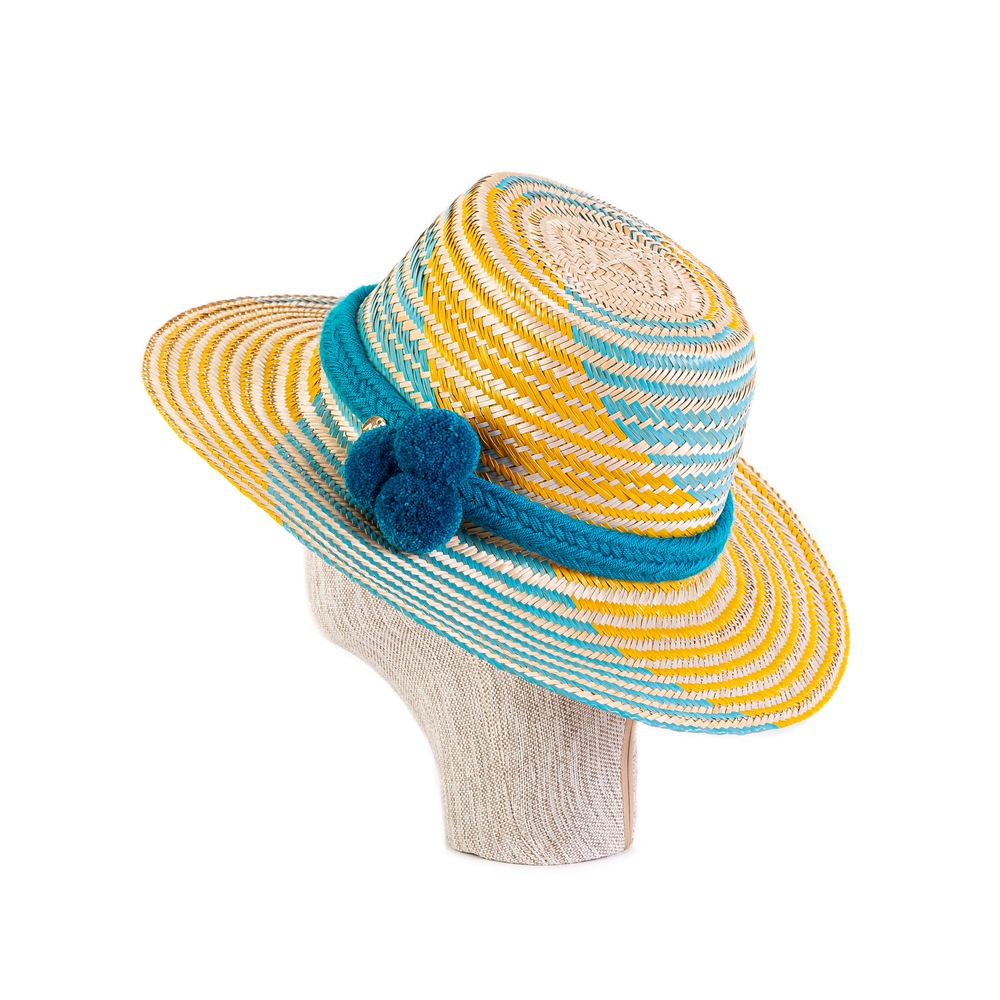 AiA Yellow&Turquoise Pompom hat.(AiA Sarı&Turkuaz Ponponlu Şapka)