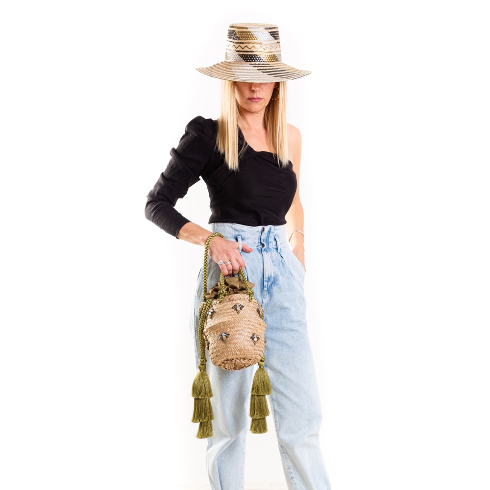 Khahi Green Bee Basket Bag (Haki Yeşil Arı Sepet Çanta)