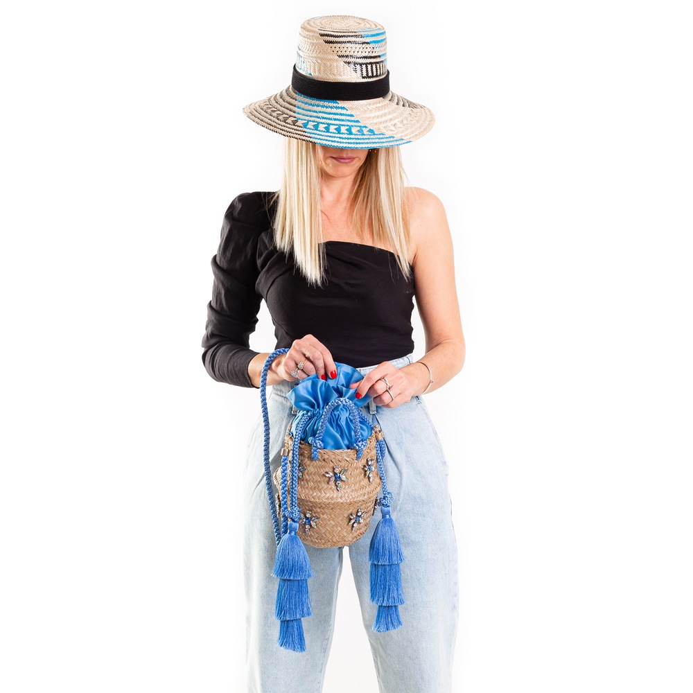 Blue Butterfly Basket Bag (Mavi Kelebek Sepet Çanta)