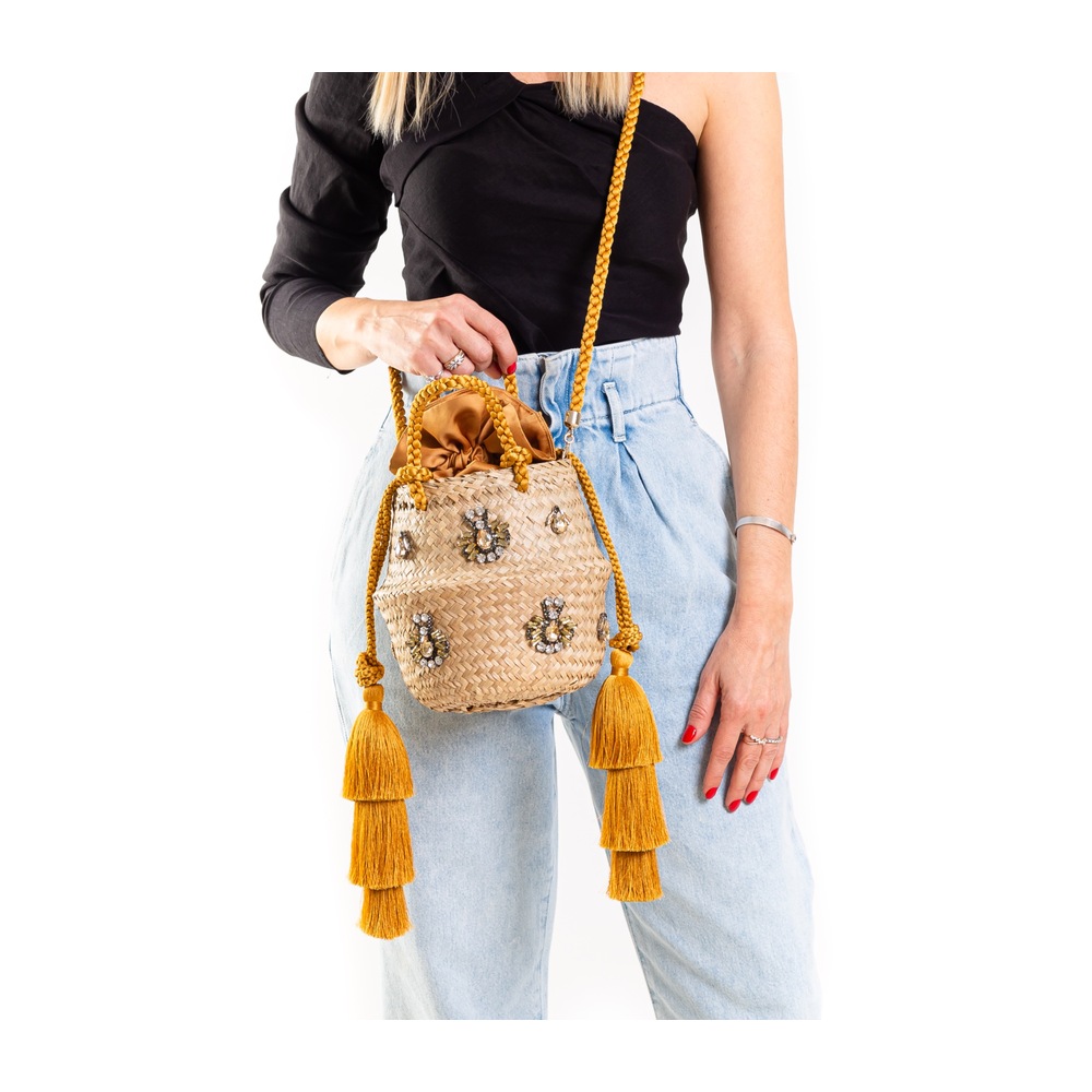 Caramel Queen Bee Basket Bag (Karamel Kraliçe Arı Sepet Çanta)