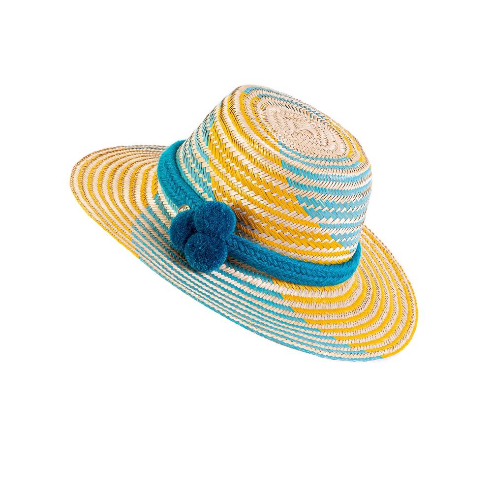 AiA Yellow&Turquoise Pompom hat.(AiA Sarı&Turkuaz Ponponlu Şapka)