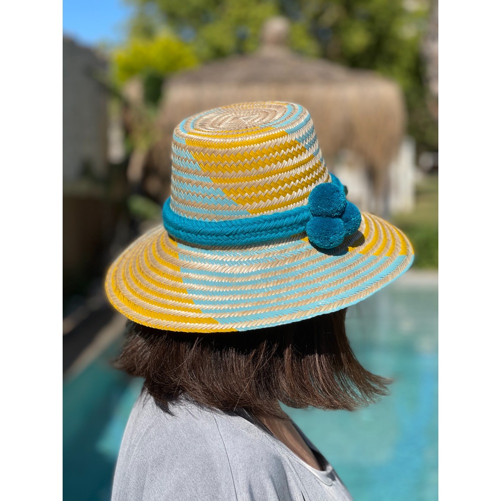AiA Yellow&Turquoise Pompom hat.(AiA Sarı&Turkuaz Ponponlu Şapka)