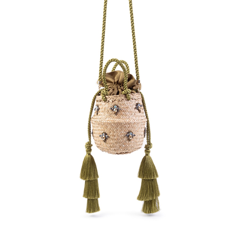 Khahi Green Bee Basket Bag (Haki Yeşil Arı Sepet Çanta)