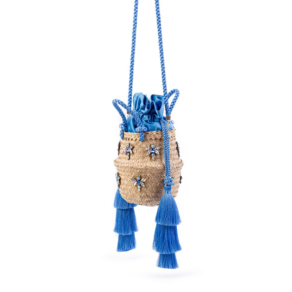 Blue Butterfly Basket Bag (Mavi Kelebek Sepet Çanta)