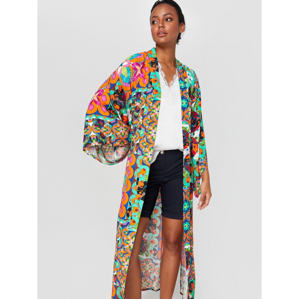 Alleggria Olivia Renkli Çiçek Desenli Kimono E64816