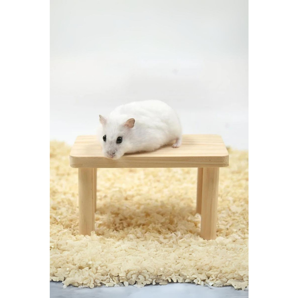 Hamster Ahşap Oyun Platformu - Kafes Aksesuarı ve Yem Standı