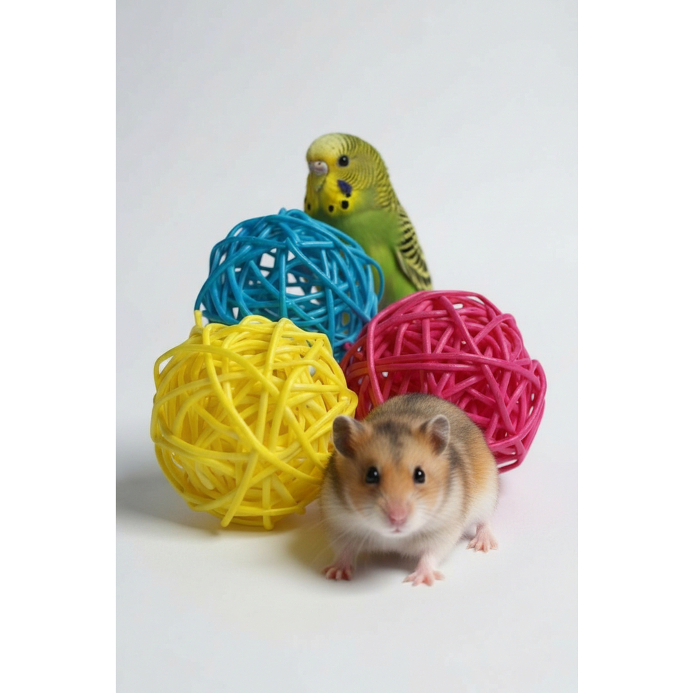3 adet Renkli Toplar Kemirgen Çiğneme Oyuncağı Hamster, Kobay ve Küçük Kemirgenler İçin