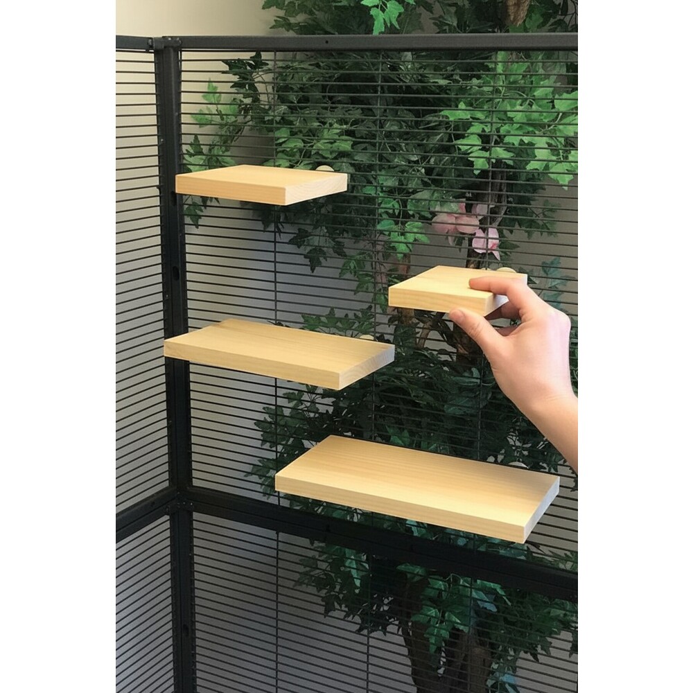 Kurutulmuş Çam 4’lü Chinchilla Platform Seti – Montaj Aparatlı