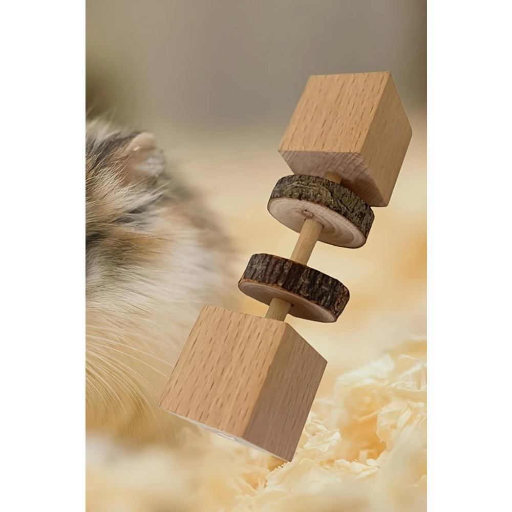 Doğal Ahşap Hamster Kemirme Oyuncak - Diş Sağlığı Bulmaca Besleyici