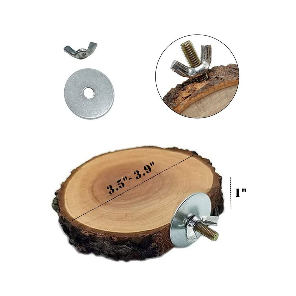 2 Paket Doğal Ahşap Yuvarlak Papağan ve Muhabbet Kuşları Için Platform Standı