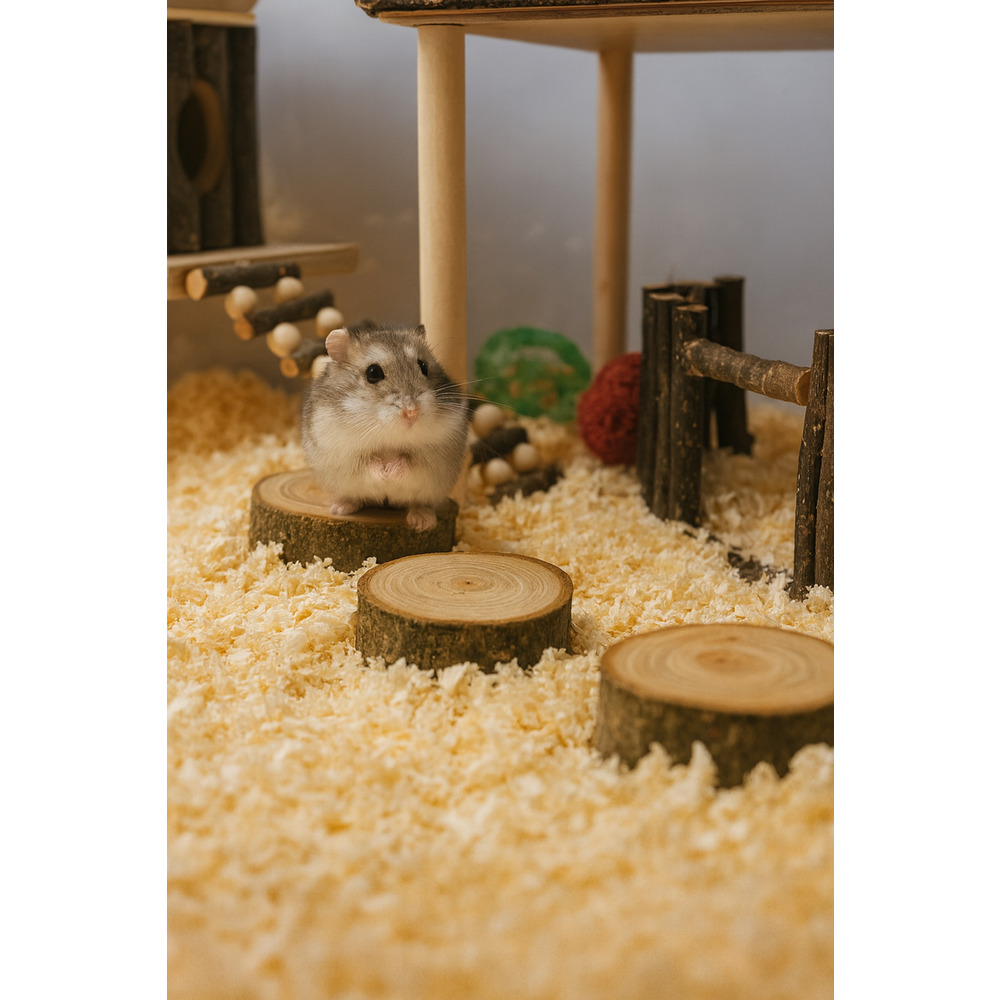 Doğal Ahşap Hamster Platformu – 3 Adet, 3 cm Yükseklik, 5 cm Çap, Dayanıklı ve Güvenli