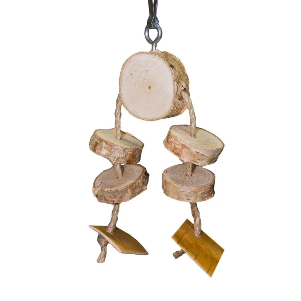 Kuş Oyuncağı Asılı Terazi | 16-20 cm Doğal Ahşap Eğitici Kuş Oyuncağı