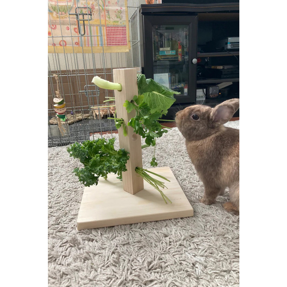Bunny Tree – Ahşap Tavşan Foraging Oyuncağı, Doğal Çam, Zihinsel Uyarım