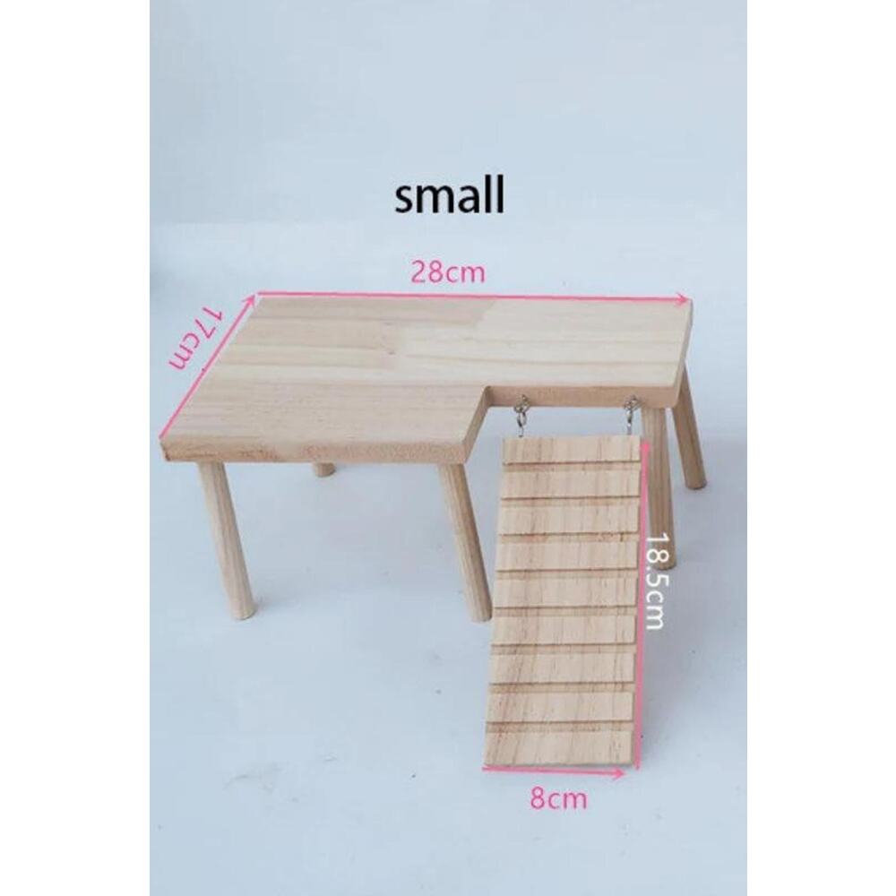 Iki Katlı Peyzaj Platformu Masif Ahşap Merdiven Hamster Oyun Alanı