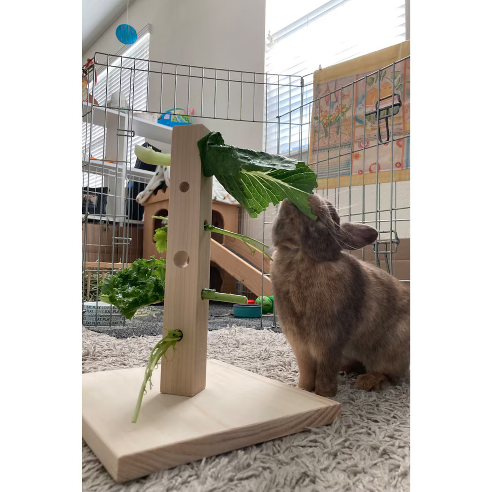 Bunny Tree – Ahşap Tavşan Foraging Oyuncağı, Doğal Çam, Zihinsel Uyarım