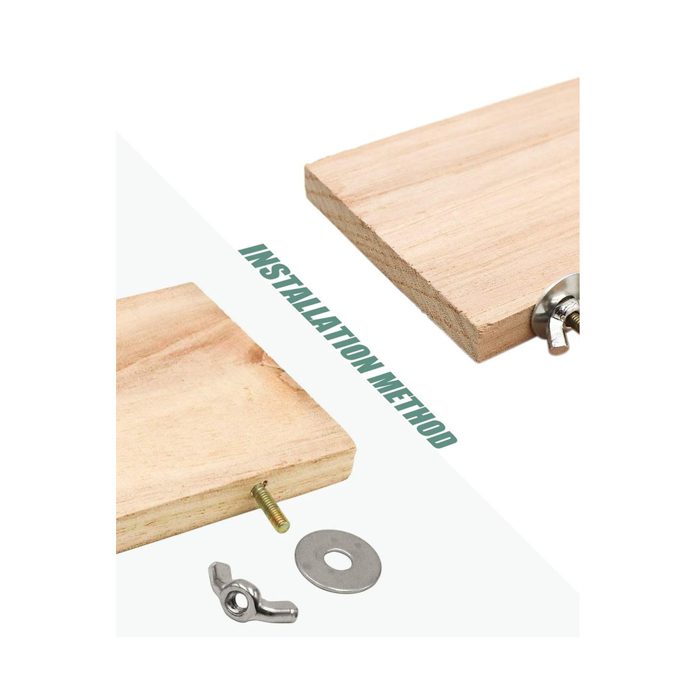 4 PCS Kuş Levrek Standı Platform Oyuncak - Doğal Ahşap Kuş Kafesi Aksesuarları 2 Düz, 2 Digdörtgen