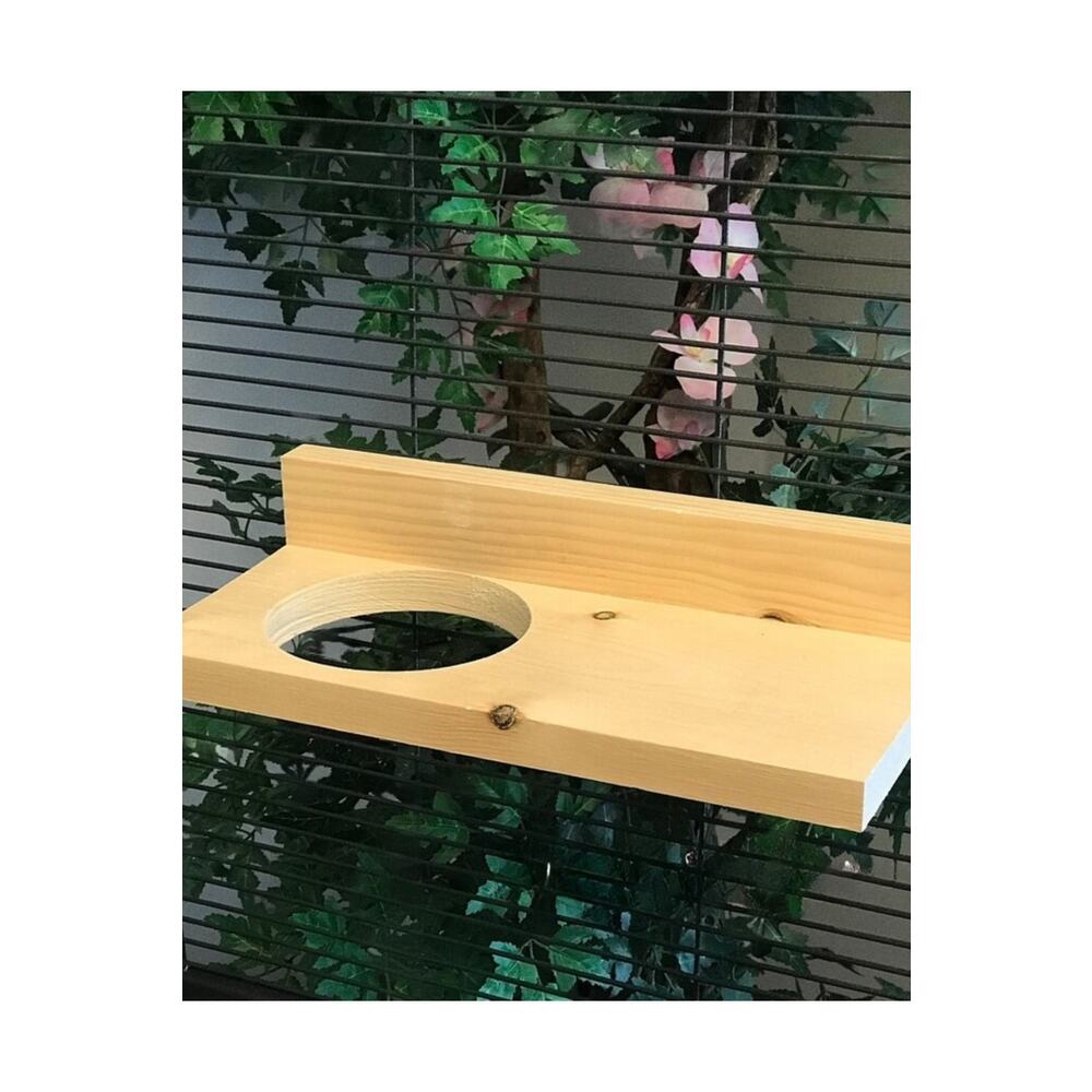 30cm Fırında Kurutulmuş Çam Chinchilla Çıkıntısı, Kaka Korumalı ve 50mm delik Montaj Donanımı