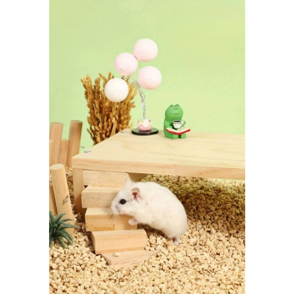 Ahşap Hamster Tırmanma Platformu - Merdivenli Kafes Aksesuarı