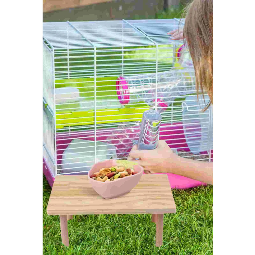 Hamster Ahşap Oyun Platformu - Kafes Aksesuarı ve Yem Standı