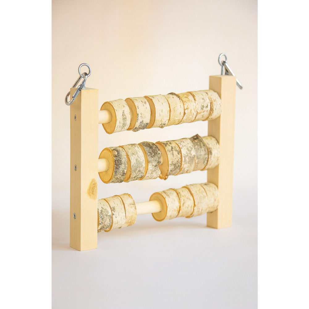 Kuş Oyuncağı – 23×24 cm Asmalı Boncuklu Sayı Tahtası, Papağanlar için Eğlenceli