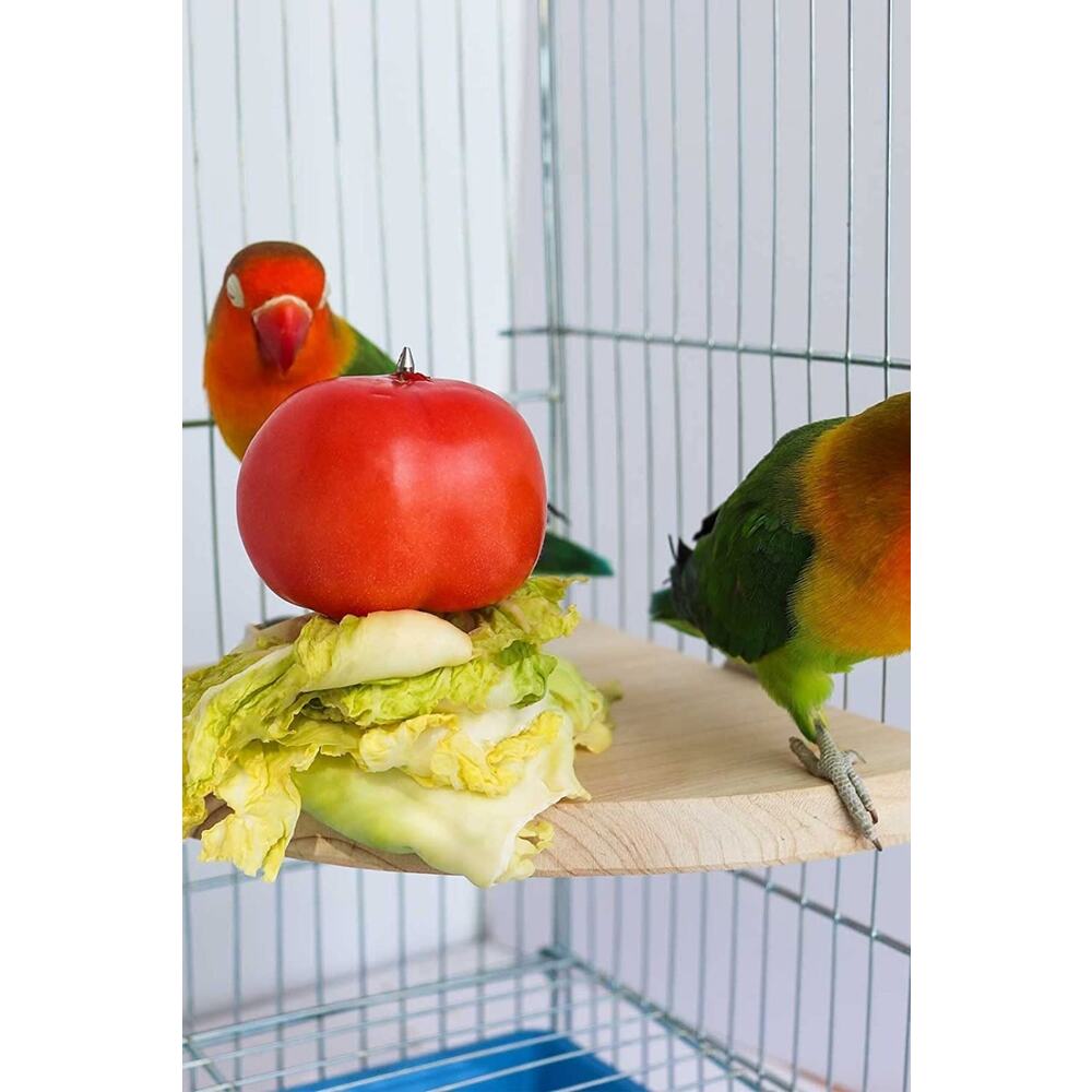 Çeyrek Daire Çivili Kuş Hamster Yemek Mama Tüneği, Uş Mama Tutucu, Doğal Ahşap Kuş Kafesi Tüneği