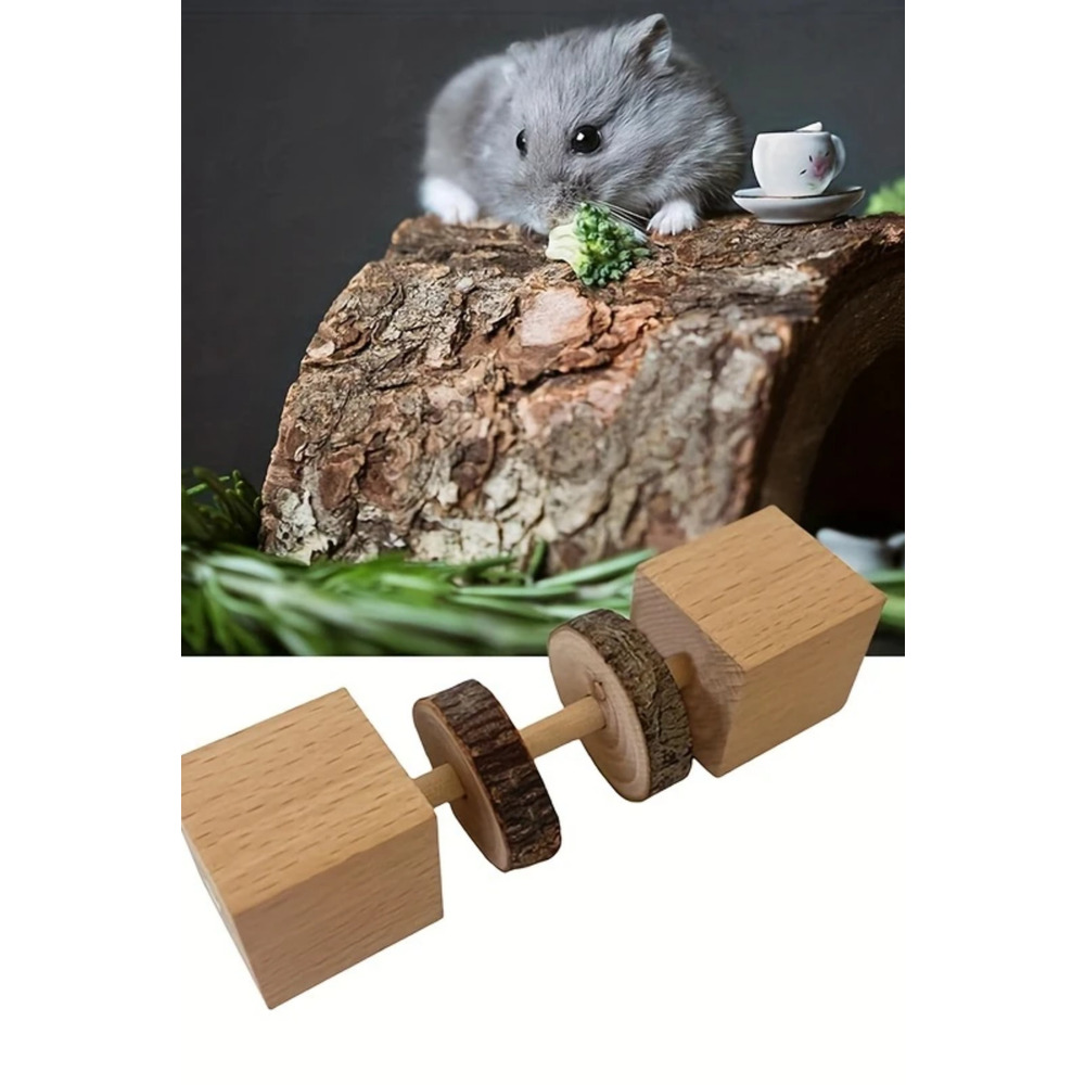 Doğal Ahşap Hamster Kemirme Oyuncak - Diş Sağlığı Bulmaca Besleyici