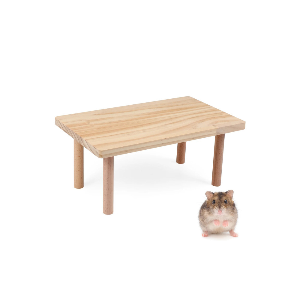 Hamster Ahşap Oyun Platformu - Kafes Aksesuarı ve Yem Standı