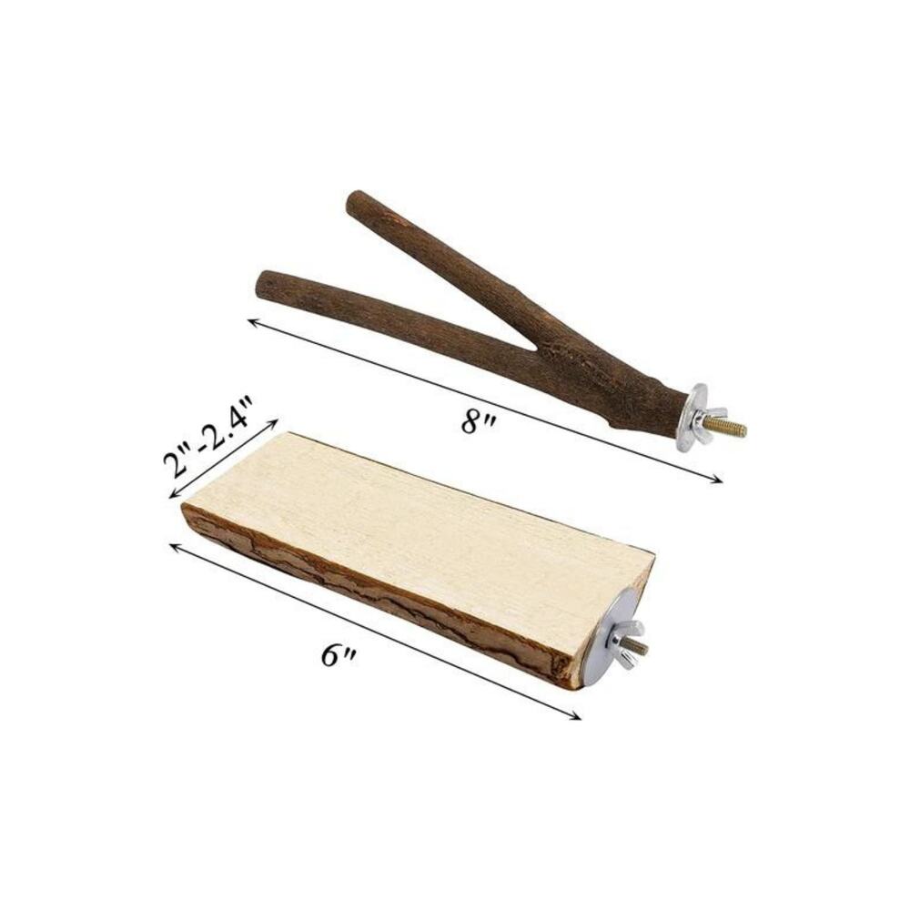 2li Set Doğal Ahşap Kuş Levrek Standı
