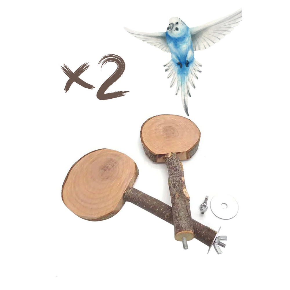 2x Doğal Ağaç Dalı Kuş Tüneği - Papağan, Sincap, Hamster İçin Çiğneme Oyuncağı