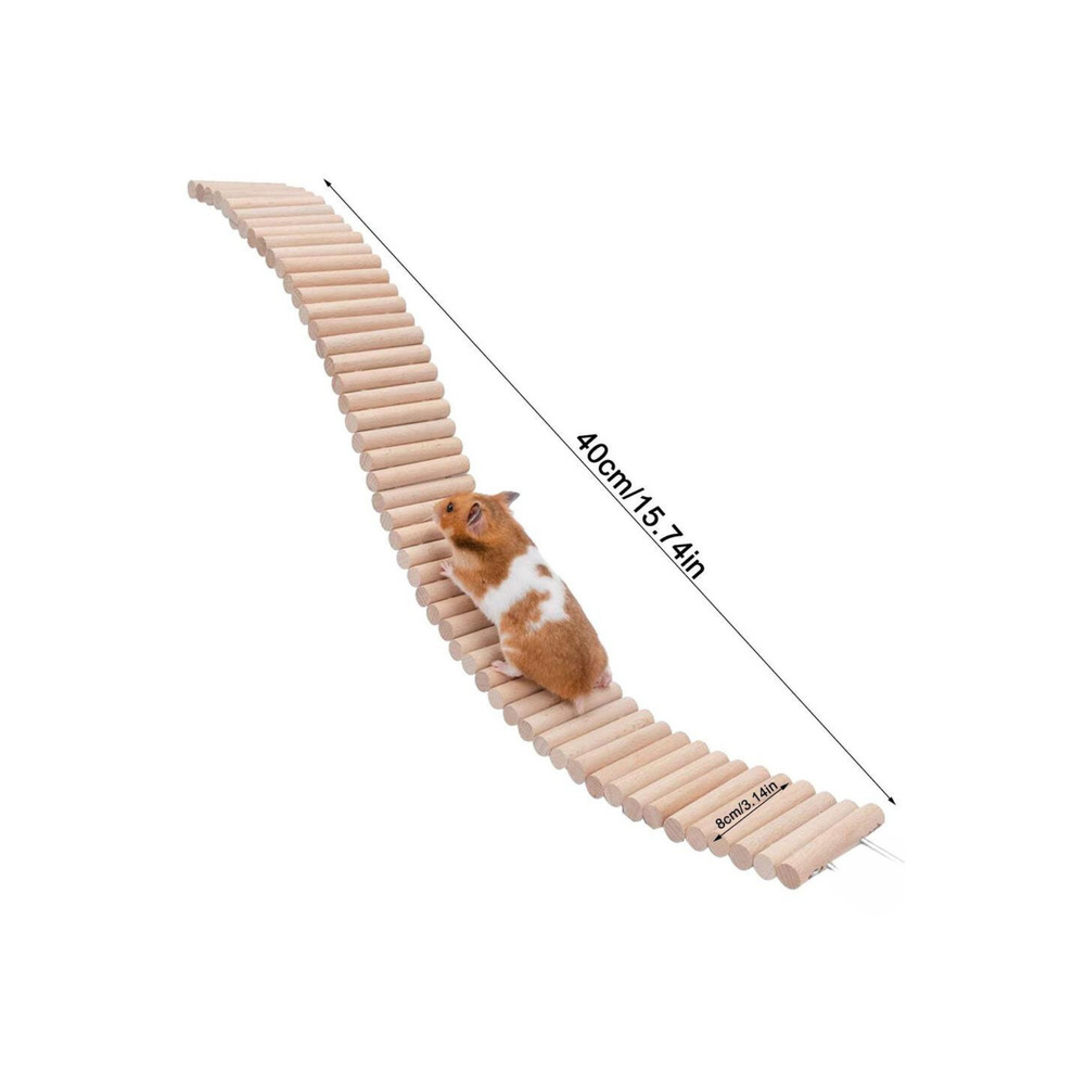 Doğal Ahşap 40cm Kafes Merdiven - Küçük Hayvanlar ve Sürüngenler İçin Tırmanma Köprüsü