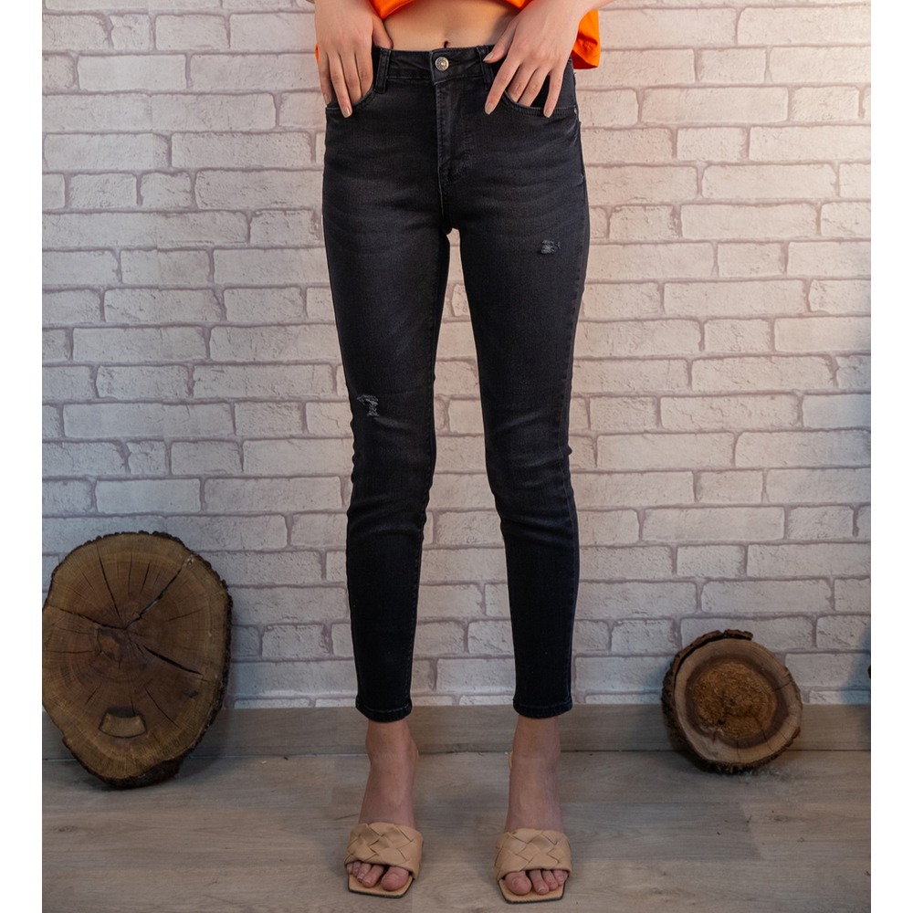 Yüksek Bel  Slim Fit Jean-Siyah