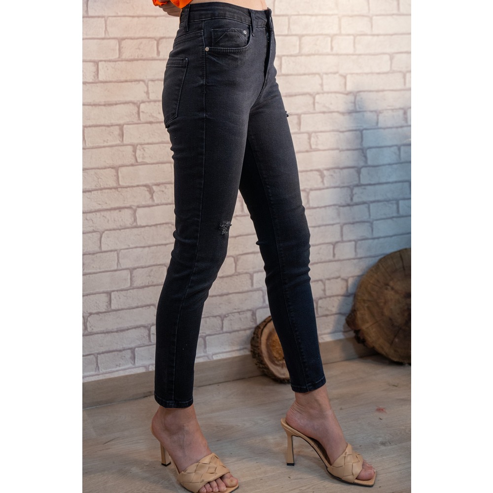 Yüksek Bel  Slim Fit Jean-Siyah