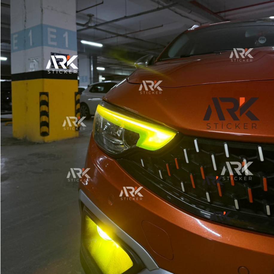 Egea Sedan Ve Cross Ön Far Sticker Set Koyu SarıEgea Sedan Ve Cross Ön ...