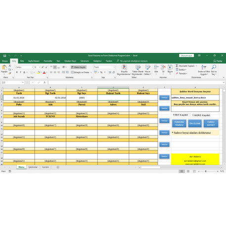 Excel Yazışma ve Form Doldurma Programı