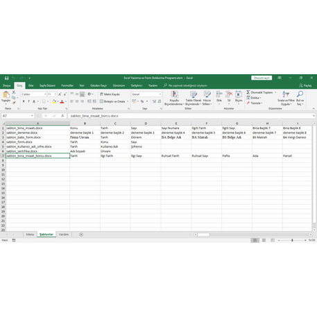 Excel Yazışma ve Form Doldurma Programı