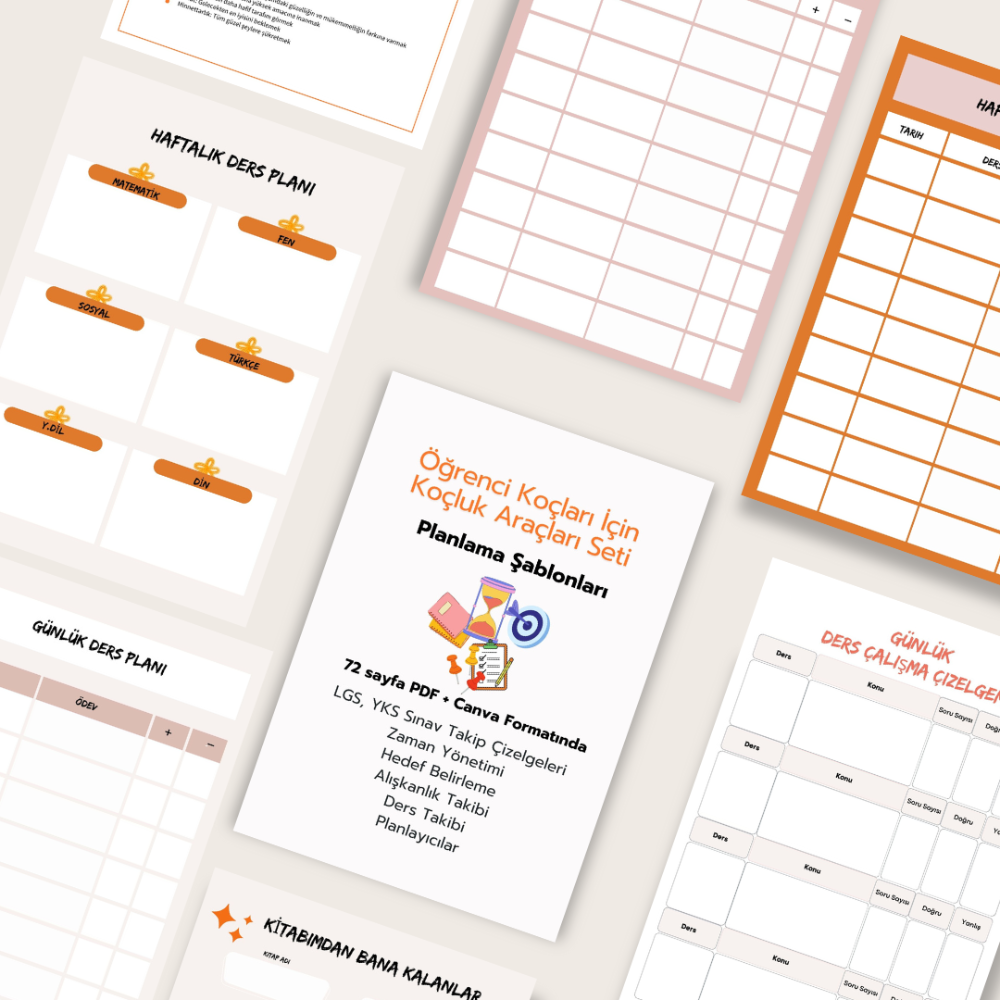 Mega Öğrenci Koçluğu Paketi: Canva Şablonu + PDF