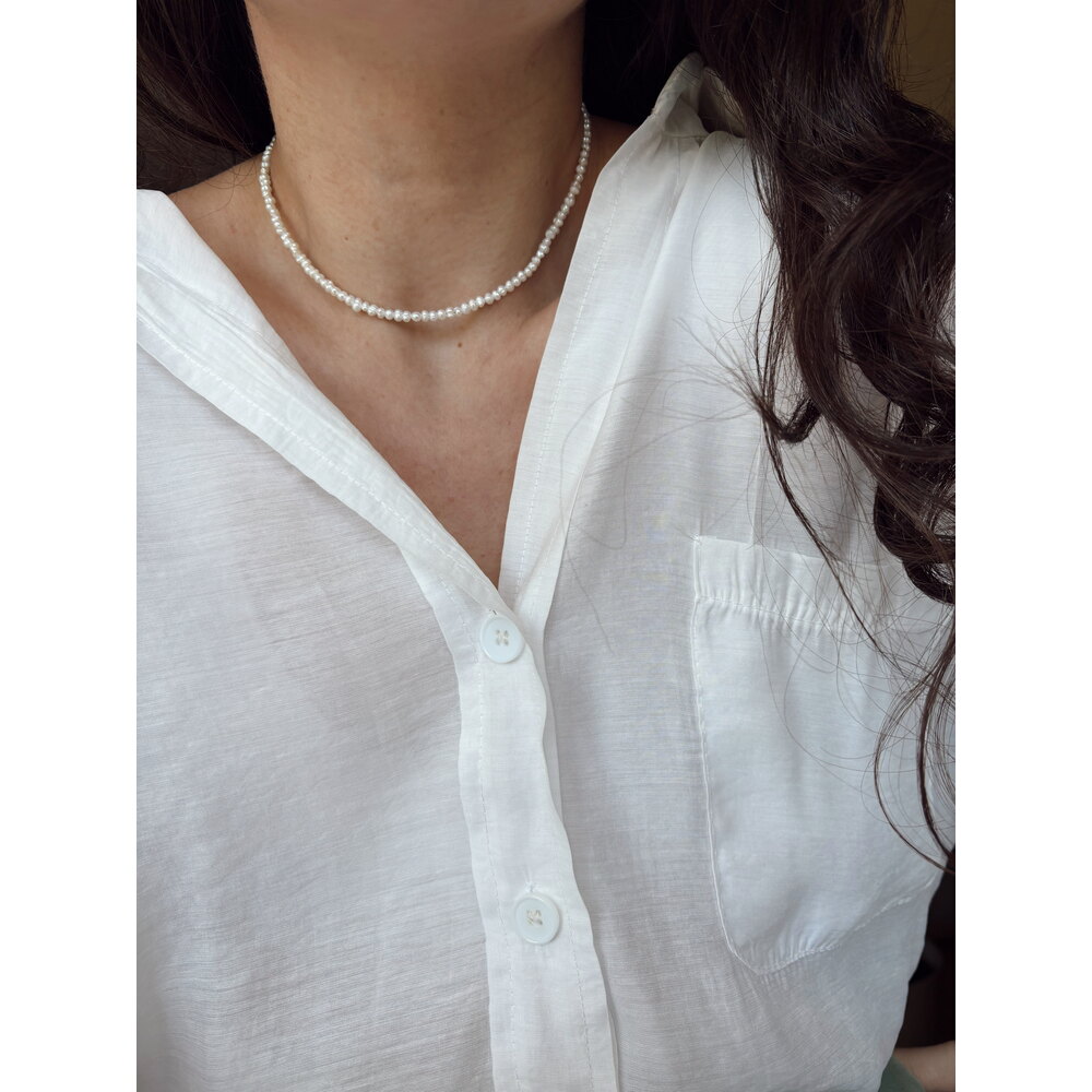 Çelik 2-3 mm KUM MODEL & BAROK İNCİ KOLYE  Pearl Glow – Işıltılı İnci.