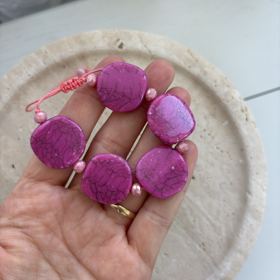 Pembe Tutku ayarlanabilir akrilik bileklik