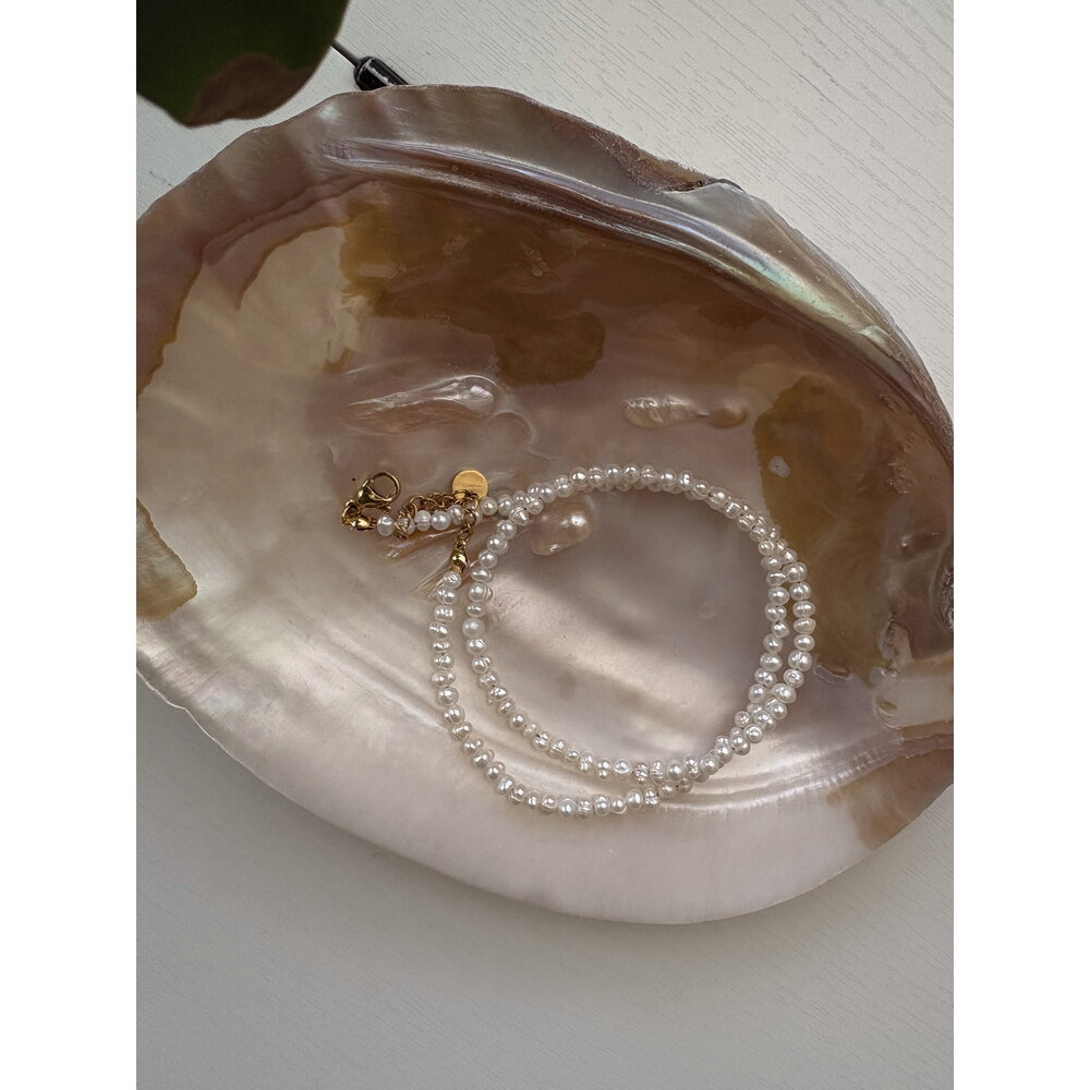 Çelik 2-3 mm KUM MODEL & BAROK İNCİ KOLYE  Pearl Glow – Işıltılı İnci.