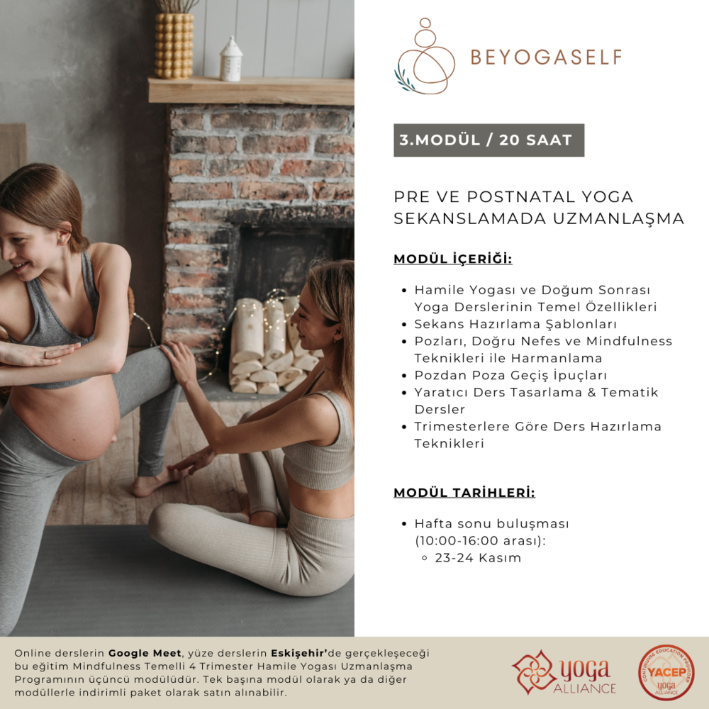 Prenatal &Postnatal Sekanslamada Uzmanlaşma (20 Saat) / Yoga Alliance Sertifikalı
