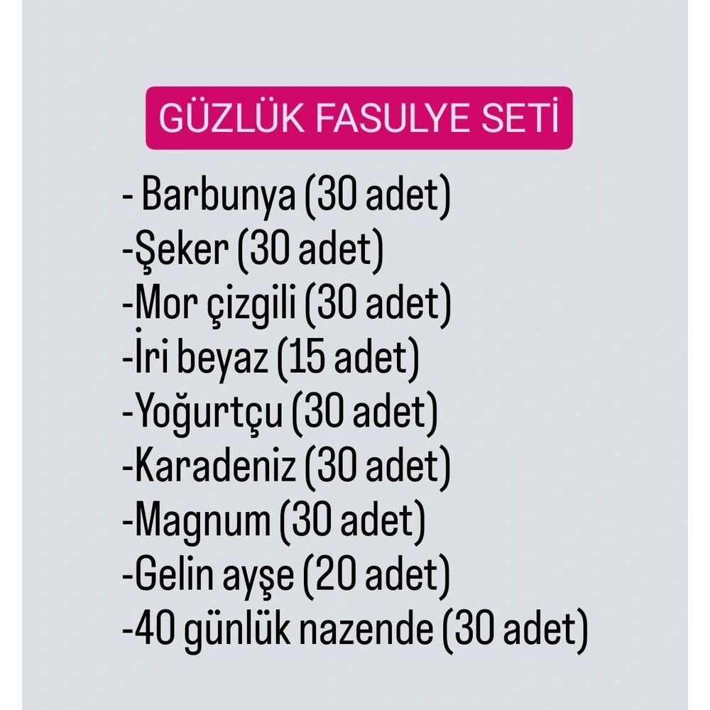 Güzlük Fasulye Seti (9 çeşit tohum)