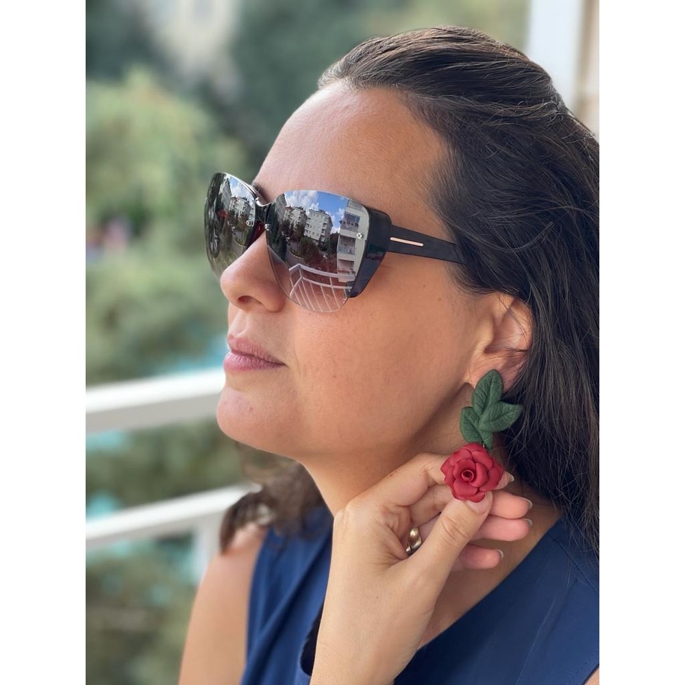 Yapraklı Gül Küpe 