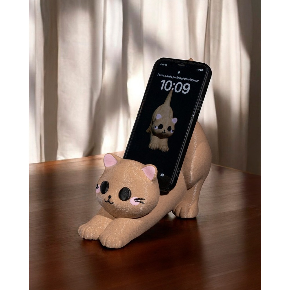 Sevimli Kedi Telefon ve Kumanda Tutucu - Sevimliliğiyle Masanızı Süslüyor