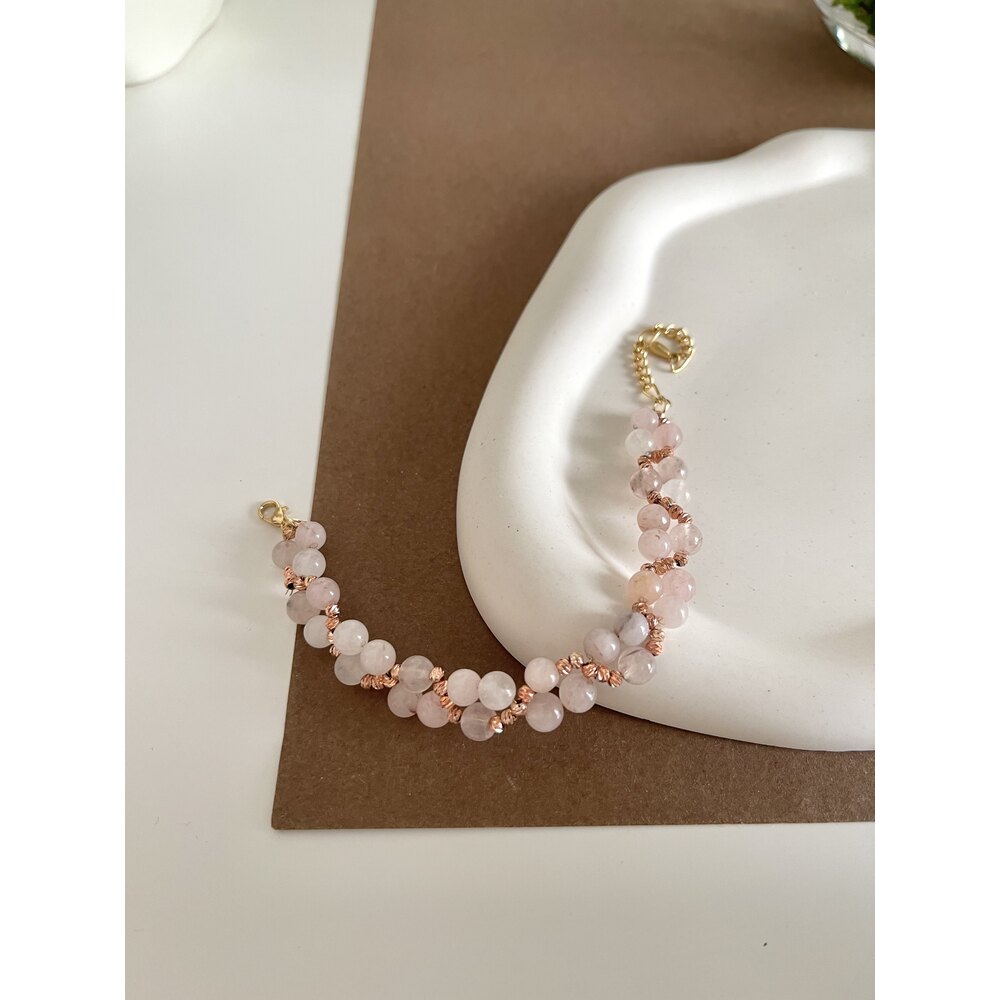 Tasarım Pembe Kuvars Bileklik 