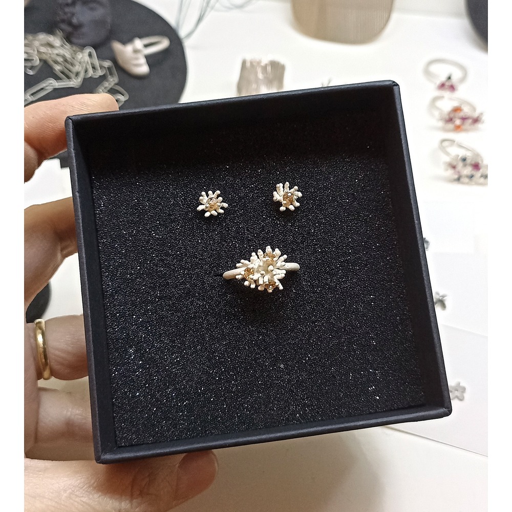Mercan Yüzük ve Küpe Set