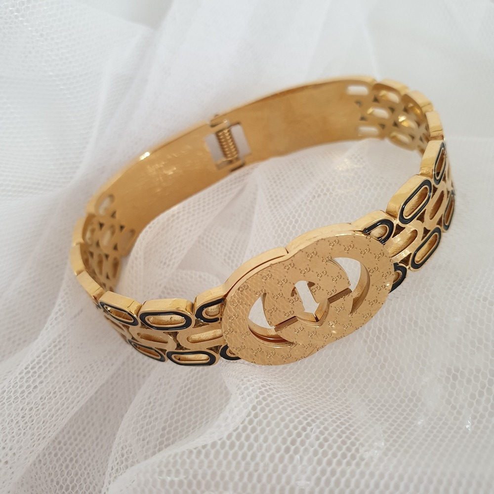 KB20220004-Gold Replika Chanel Kelepçe Kalın Çelik bileklik